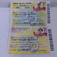 東京ディズニーリゾート 従業員用パスポート２枚セット（使用済み）