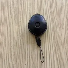 黒・レザー・プティ・収納式ネックストラップ・スマホショルダー・鍵・カメラ