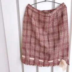 Pamela McCoy ピンクツイードタイトスカート 【Lサイズ】