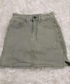 ライトブルー デニム ミニスカート インナーパンツ付き