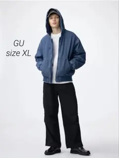 【ユニセックス】　ジーユー　スーパーワイドカーゴパンツ　ブラック　XL 総ゴム