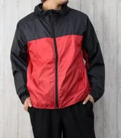 BARCEDOS 300T 防風ナイロンパーカー Mサイズ ブラック×レッド