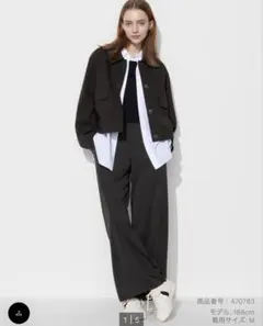 UNIQLOクレープジャージーストレートパンツ ブラック ブラック　XL