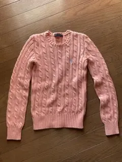 ラルフローレン ケーブルニット コットン M オレンジ系ピンク