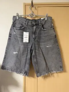 ZARA ザラ デニムショートパンツ ハーフパンツ グレー 新品未使用のサムネイル