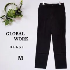 グローバルワーク イージーパンツ テーパードパンツ ストレッチ ブラック(M)のサムネイル