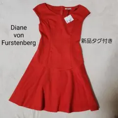 新品Diane von Furstenberg 赤 ノースリーブ ワンピース