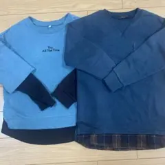 【2枚組お買い得】子ども130センチ　ボーイズ　重ね着風トレーナー　2枚セット