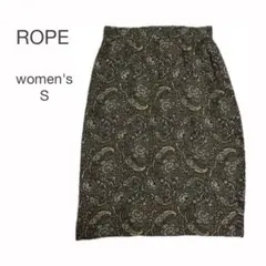 ROPE レディース タイトスカート 茶色系 ペイズリー柄 63-90