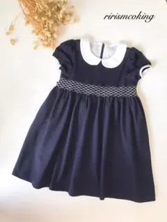 セール　ネイビー　スモッキング 刺繍　ワンピース　ファミリア　組曲　好き