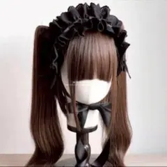 ヘッドドレス 黒 ブラック リボン