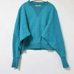 美品 MEODUM【M】ターコイズ Vネック スウェット