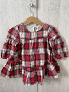 baby GAP 赤 チェック フリルシャツ 12-18ヶ月