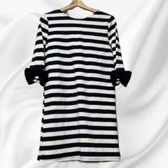⭐️新品 レディース ボーダーワンピース 袖口リボン M〜L