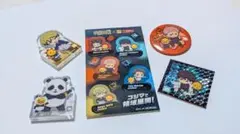 呪術廻戦 グッズ 5点セット アクリルブロック ステッカー 缶バッジ