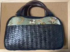 値下中【新品未使用】和風カゴバッグ　グリーン