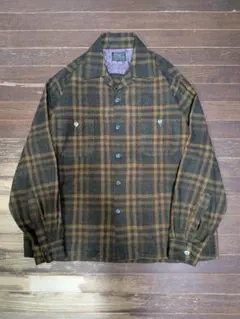 ★美品60sSearsウールボードシャツL黄黒ブロック/BIGMACネル赤青緑