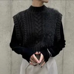 【&g’aime】ケーブルシャギーニットベスト
