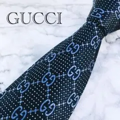 ✨美品✨汚れなし✨GUCCI ハッキリしたGG柄 濃いめのブルー　ネクタイ