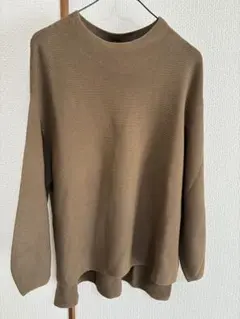 リブ編みブラウン長袖セーター　無印