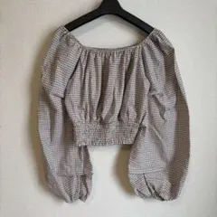 GRLオフショルダー チェック柄ブラウス Mサイズ