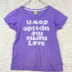 アディダスネオ 半袖Tシャツ パープル ロゴプリント S 34-11