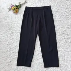 OZOC　ワイドレッグスラックス　テーパードパンツ　ウエストゴム　ストレッチ　黒