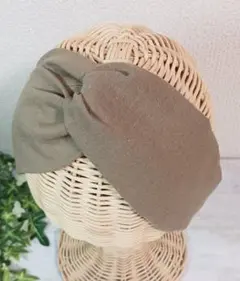 ハンドメイド　クロスターバン　柔らかハーフリネン　モカ