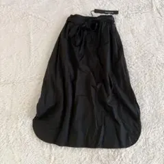 新品タグ付き✨ミズイロインド　コットン　ロングスカート　ウエストリボン付き　黒のサムネイル