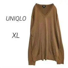 【ユニクロ】エクストラファインメリノVネックセーター ニット XL キャメル