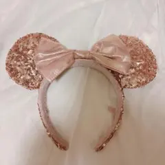 ミニーマウス　カチューシャ スパンコール　ピンクゴールド