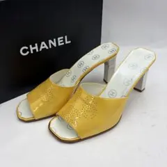 EE356 CHANEL ミュール イエロー ココマーク 約23.5cmのサムネイル