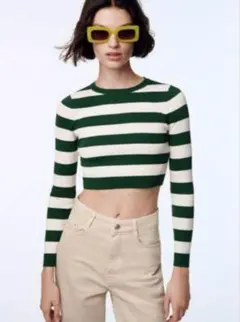 ZARA ザラ　ミニ丈ボーダーニットトップス