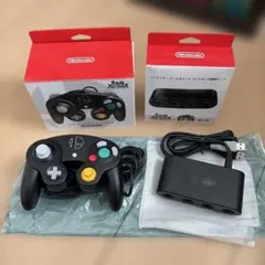 SW GCコントローラ スマブラブラック&接続タップ　セットのサムネイル