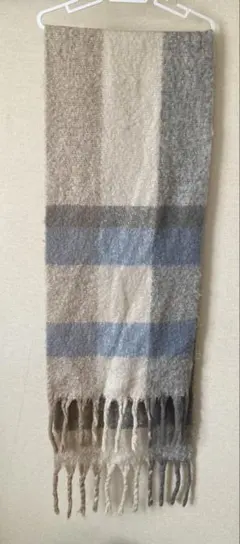 しまむらチェック柄 マフラー グレー系