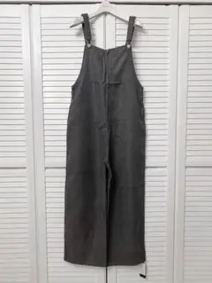 ライスコール コーデュロイ オーバーオール サロペット 無地 ウォッシュブラック