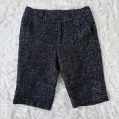 Ray beams　ラメ糸ツイードミドル丈パンツ　０　ブラック　日本製◆A970