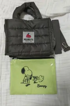 PEANUTS 스누피 2WAY 퀼팅 백 파우치 포함