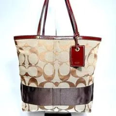 0169 COACH コーチ シグネチャー トートバッグ キャンバス レザー