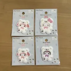 セリア サンリオ パイルワッペン ふわふわスノー 4枚セット まとめ売り