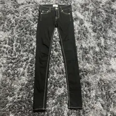 GYDA スキニーデニムパンツ 黒 ホワイトステッチ 細め XXS