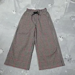GU チェック柄ワイドパンツ　130cm