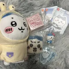 ハチワレセット　シール　スタンプ　ガチャガチャ　ポーチ　ぬいぐるみ　ちいかわ