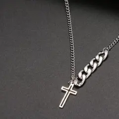 シルバー 50cm ステンレス 十字架 クロス ゴシック ネックレス C71-5