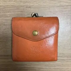 IL BISONTE オレンジ レザー 三つ折り財布 ボタン留め イルビゾンテ