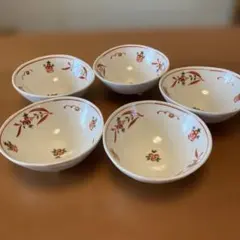 新品未使用品　たち吉 橘吉　赤絵ミッ足小鉢　５枚セット