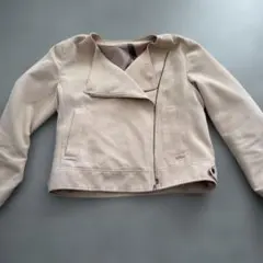 ピンクベージュ ノーカラー ジャケット