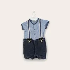 クマモチーフ ストライプロンパース 95cm未満