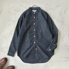 美品 ウィムガゼット デニムシャツ バンドカラー インディゴ 日本製 
