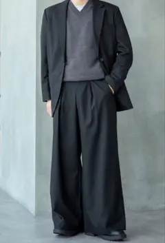 ユニクロC オーバーサイズジャケット タックワイドパンツ セットアップ ブラック